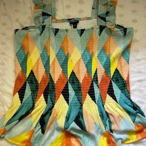 Torrid Peplum Washable Crinkle Gauze Smocked Tank Top